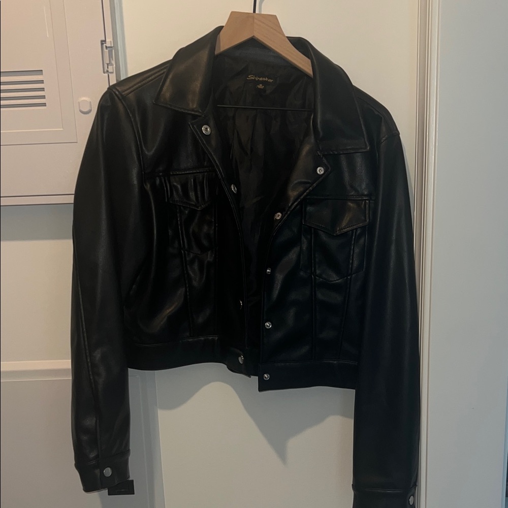 Shinestar Classic Black Leather Jacket